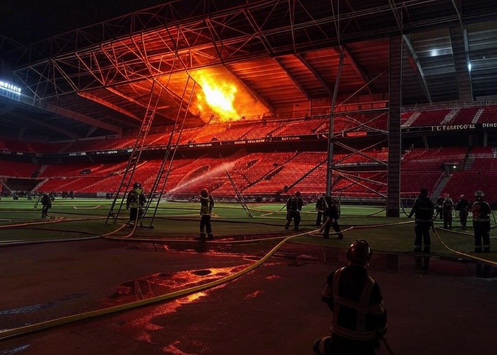 Actualités urgentes: Le Roazhon Park, stade du Stade Rennais, serait en proie aux flammes