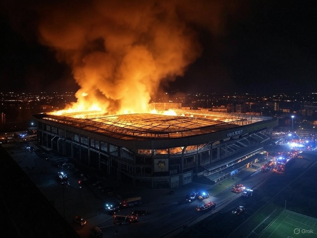 Última Hora: La sección VIP del estadio La Romareda envuelta en llamas